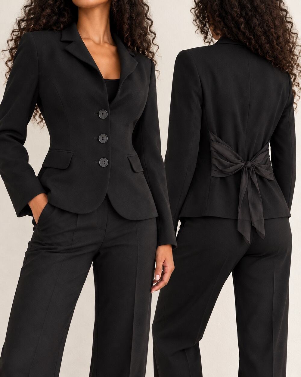 Jigsaw Women’s Wool Black Tailored Bow Back Blazer Jacket Structured Fitted 14